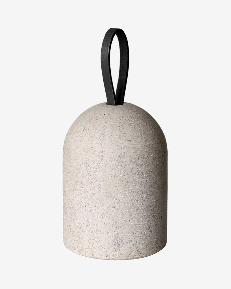 Borne natural stone doorstop with leather handle by Koray Ozgen - ODC Paris